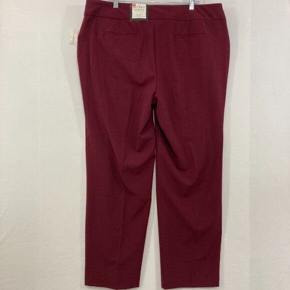 New Roz & Ali size 18 Burgundy Tummy Control Stretch Pull-on Straight Leg Pants - Picture 8 of 10